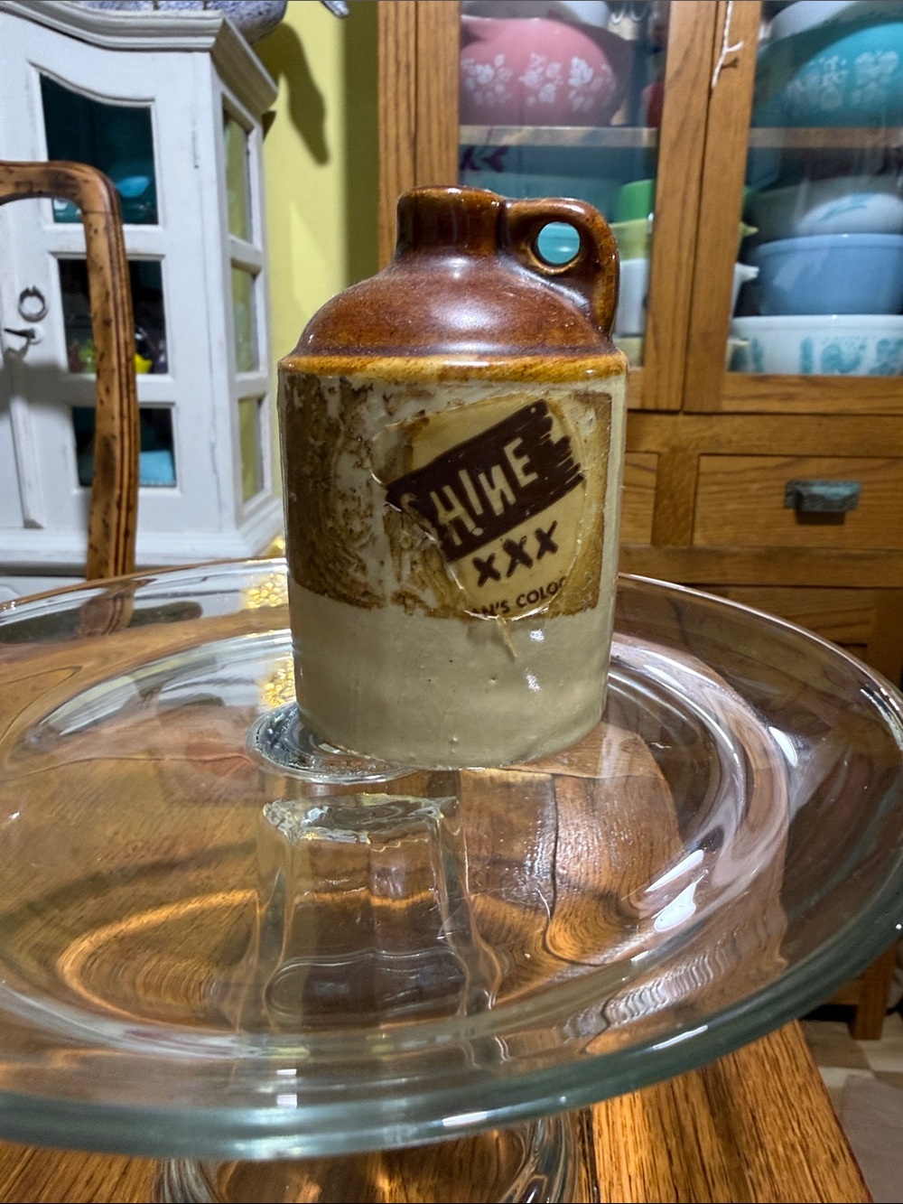 Vintage moonshine whiskey mini  XXX Stoneware Jug - Brown and Cream